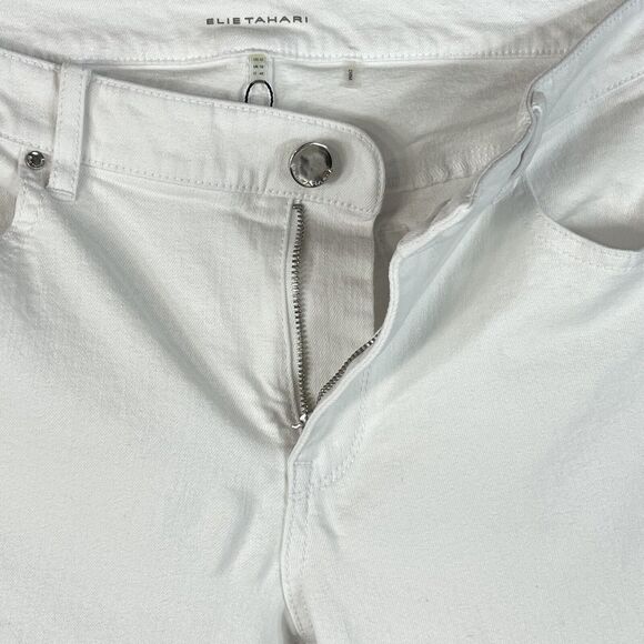 Ellie Tahari SZ 12 Classic Fit Jeans Relaxed Straight Leg Pockets Mid-Rise White - Picture 5 of 11